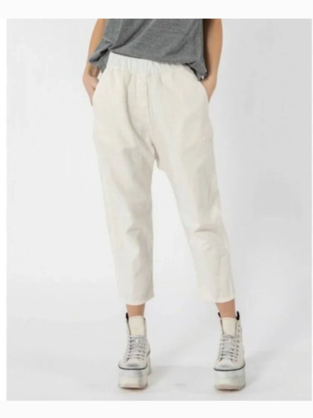 Nili Lotan Linen Casablanca Drop Crotch Pants Eggshell Size XS